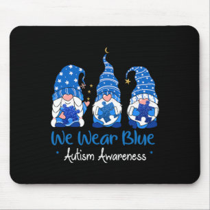 Three Gnomes Holding Blue Puzzle Autism Awareness Mouse Mat