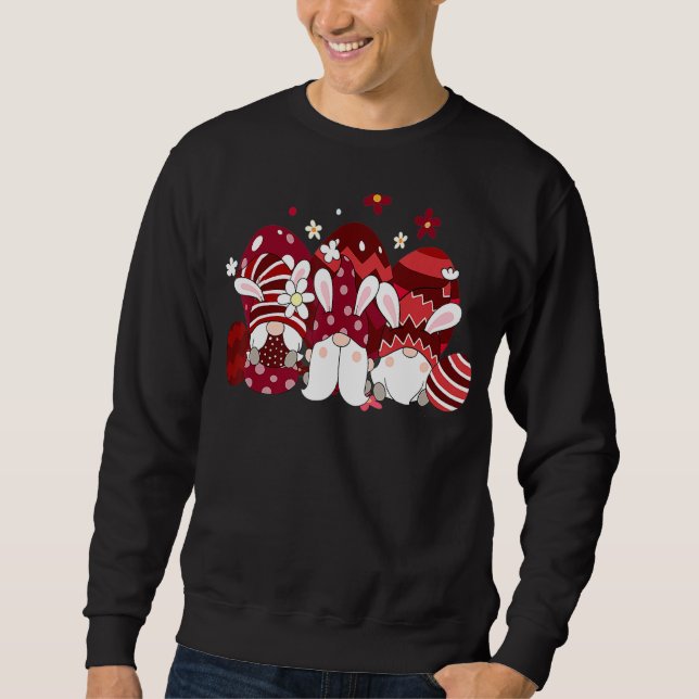 Three Gnomes Holding easter egg Plaid St Patricks  Sweatshirt (Front)