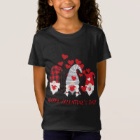 Three Gnomes Holding Heart Red Plaid Happy Valenti
