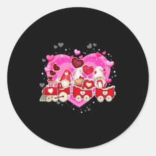 Three Gnomes Holding Hearts Valentines Day For Her Classic Round Sticker