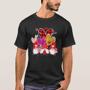 Three Gnomes Holding Hearts Valentines Day For Her T-Shirt