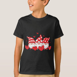 Three Gnomes Holding Hearts Valentines Day Gift fo T-Shirt