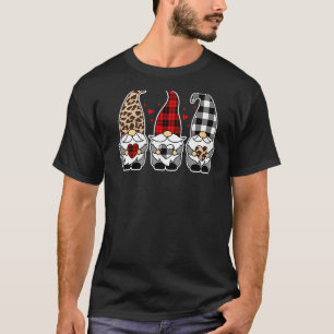 Three Gnomes Holding Leopard Heart & Plaid Valenti T-Shirt
