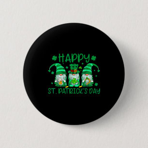 Three gnomes holding shamrock leopard plaid st 6 cm round badge