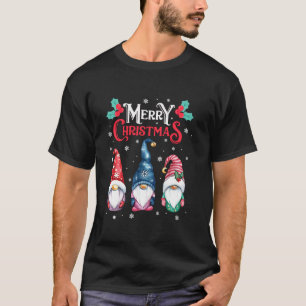 Three Gnomes in Buffalo Plaid Merry Christmas Gnom T-Shirt