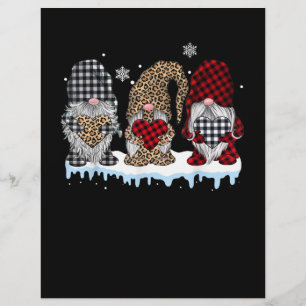 Three Gnomes In Leopard Buffalo Plaid Christmas Custom Letterhead