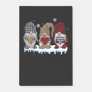 Three Gnomes In Leopard Buffalo Plaid Christmas Post-it Notes