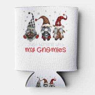 Three Gnomes In Red Christmas Just Hanging With My Can Cooler