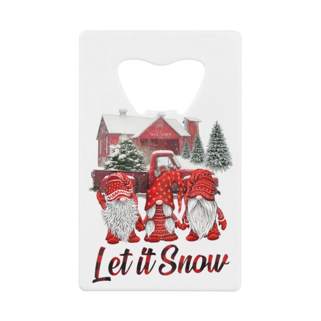 Three Gnomes In Red Let It Snow Gnome Christmas (Front)