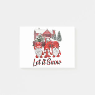Three Gnomes In Red Let It Snow Gnome Christmas Post-it Notes