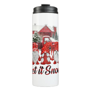 Three Gnomes In Red Let It Snow Gnome Christmas Thermal Tumbler