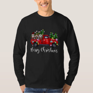 Three Gnomes in Red Truck Merry Christmas Tree Lig T-Shirt
