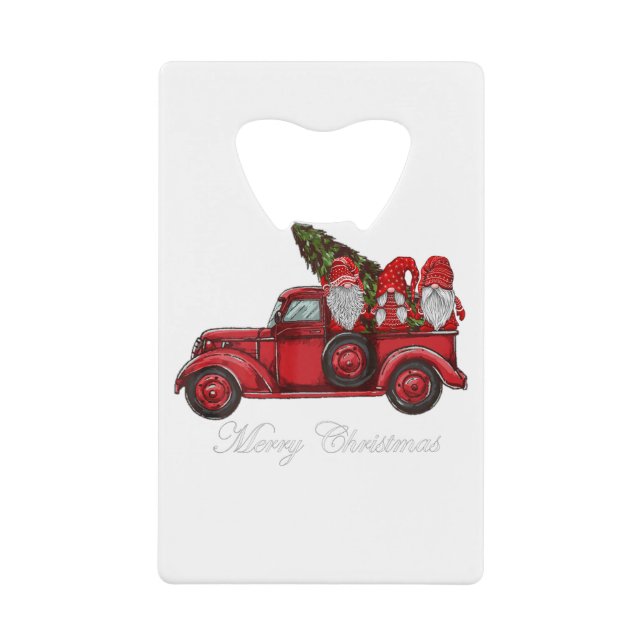 Three Gnomes in Red Truck With Merry Christmas Tre (Front)