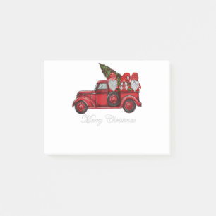 Three Gnomes in Red Truck With Merry Christmas Tre Post-it Notes