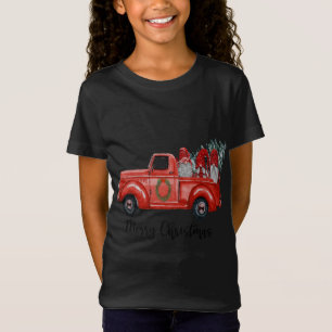 Three Gnomes in Red Truck With Merry Christmas Tre T-Shirt