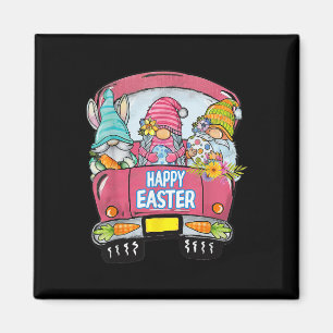 Three Gnomes In Truck Bunny Egg Happy Easter Day  Magnet