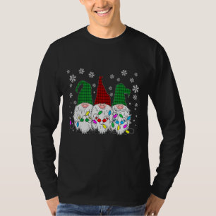 Three Gnomes Men Women Buffalo Plaid Red Christm T-Shirt