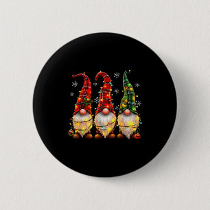 Three Gnomes Men Women Buffalo Plaid Red Christmas 6 Cm Round Badge