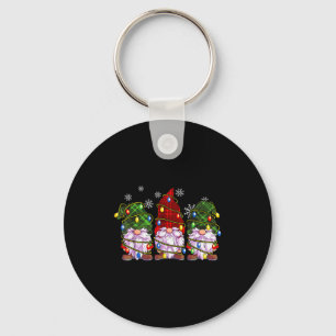 Three Gnomes Men Women Buffalo Plaid Red Christmas Key Ring