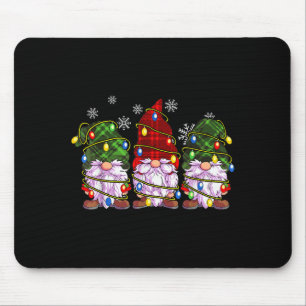 Three Gnomes Men Women Buffalo Plaid Red Christmas Mouse Mat