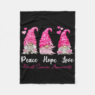 Three Gnomes Peace Hope Love Breast Cancer Awarene Fleece Blanket