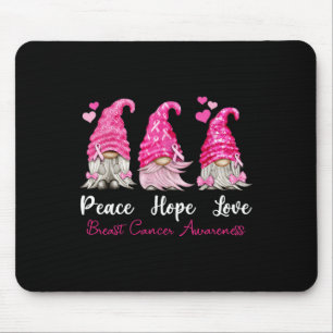 Three Gnomes Peace Hope Love Breast Cancer Awarene Mouse Mat