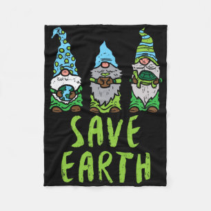 Three Gnomes Plant Turtle Save Earth Gardening Gar Fleece Blanket