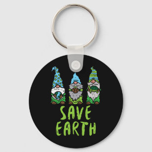Three Gnomes Plant Turtle Save Earth Gardening Gar Key Ring