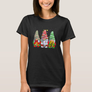 Three Gnomes Red Christmas Snowflakes Men Women Ki T-Shirt