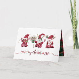 Three Gnomes Reindeer Christmas Family Photo Holiday Card