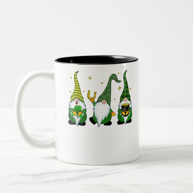 Three Gnomes St Patricks Day Two-Tone Coffee Mug (Left)