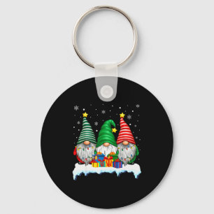 Three Gnomes Tree Lights Men Women Matching Xmas H Key Ring