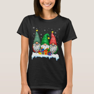 Three Gnomes Tree Lights Men Women Matching Xmas H T-Shirt