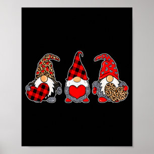 Three Gnomes Valentine Plaid Buffalo Leopard Coupl Poster