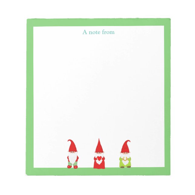 Three Gnomes with Green Frame Simple Notepad (Front)