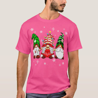 Three Gnomies Red Plaid Buffalo Costume Gnome Chri T-Shirt