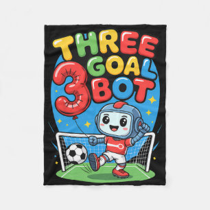 Three Goal Bot Soccer Lover 3th Birthday Fleece Blanket