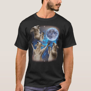Three Goats Howling At The Moon Weird Meme Goat T-Shirt