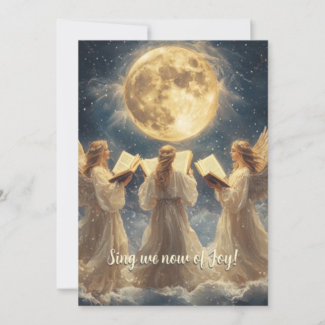 Three Golden Angels Holiday Greeting Card (Front)