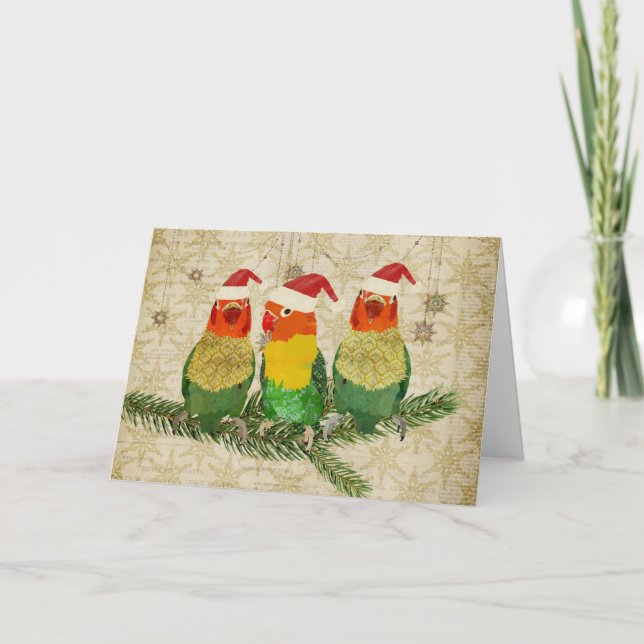 Three Golden Birds Christmas Card (Front)