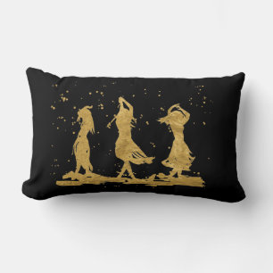 Three Golden Dancers Lumbar Cushion