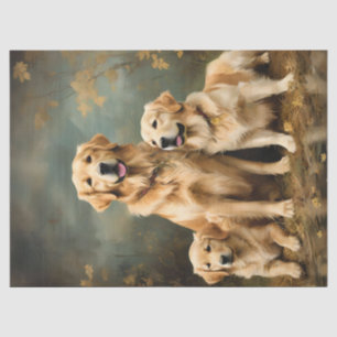 Three Golden Retriever Dogs Portrait Tissue Paper