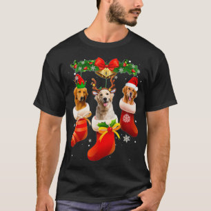 Three Golden Retrievers In Sock Christmas Pajama X T-Shirt