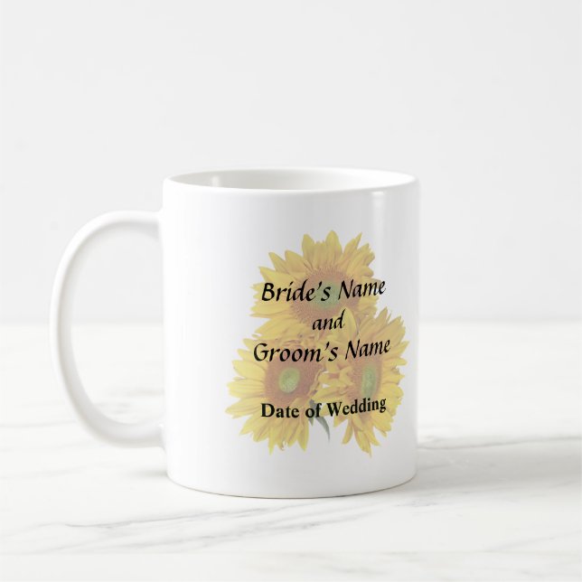 Three Golden Sunflowers Coffee Mug (Left)