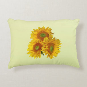 Three Golden Sunflowers Decorative Cushion