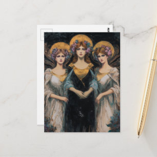 Three Gorgeous Vintage Goddess Women Postcard