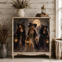 Three Gothic Witches Full Moon Enchanted Forest