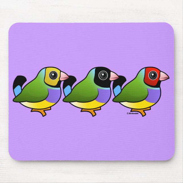 Three Gouldian Finches Mouse Mat (Front)