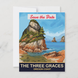 Three Graces Oregon Coast Wedding Invitation