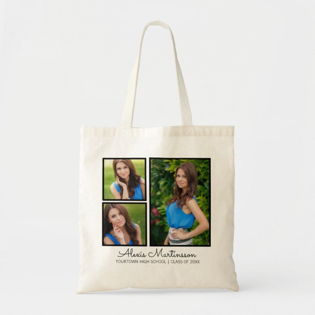 Three Graduation Photo Tote Bag Template (Front)